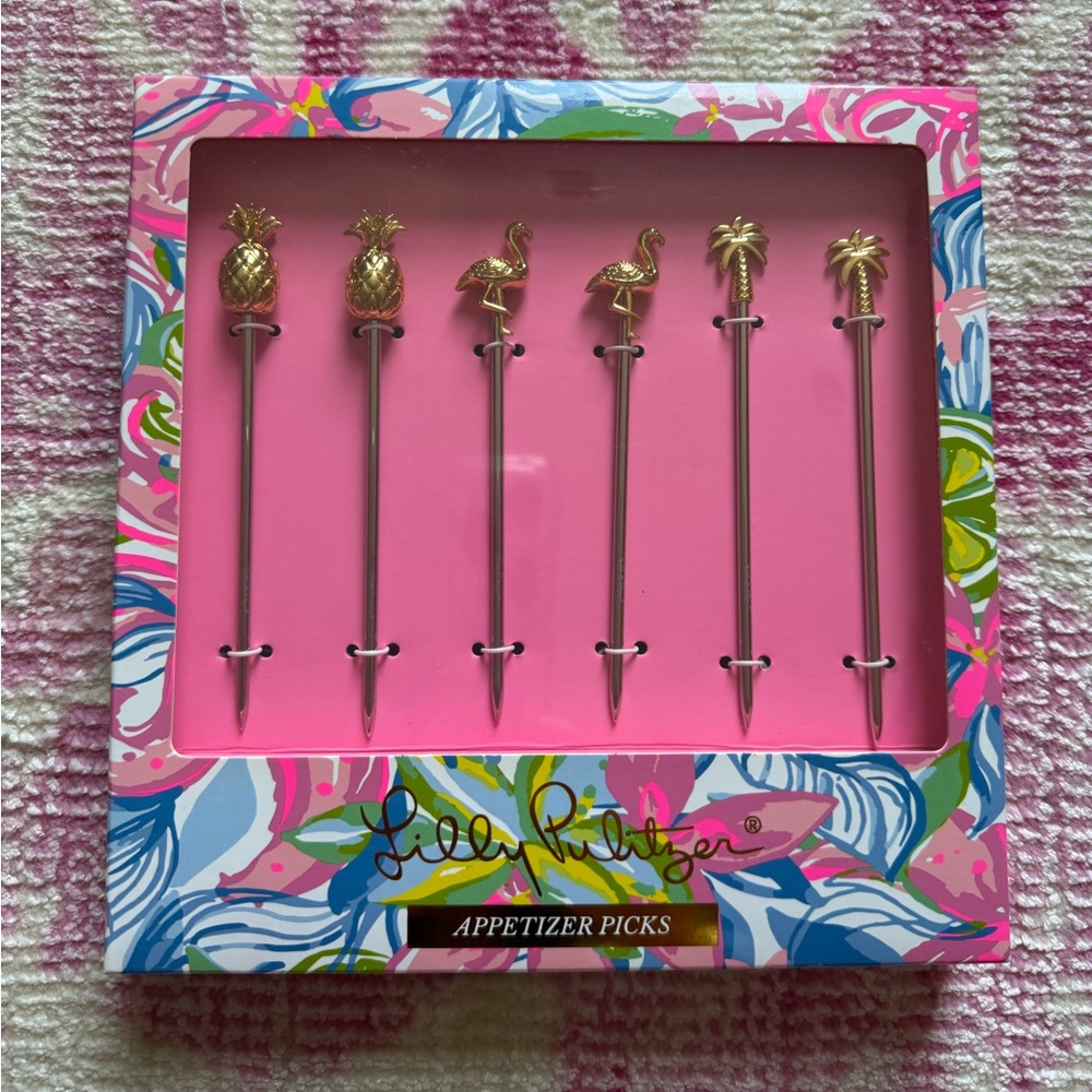 NIB Lilly Pulitzer Set of 6 Appetizer Cocktail Picks Havana Cocktail